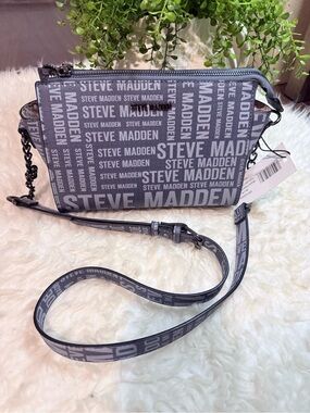 Steve Madden Gray Logo Print Crossbody Bag